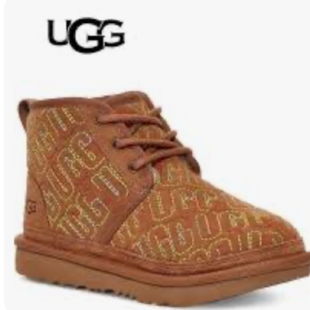 UGG Neumel Tan Patterned Lace-Up Boots NWOT size 5
